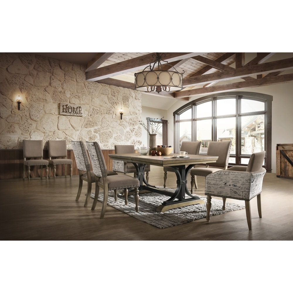 Roundhill Furniture Birmingham 9 pc. Removable leaf Dining Table and Armchairs Set