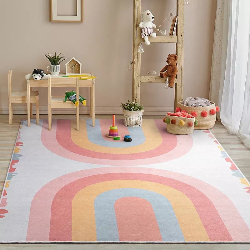 Well Woven Kids Crescent Rainbow Modern Area Rug