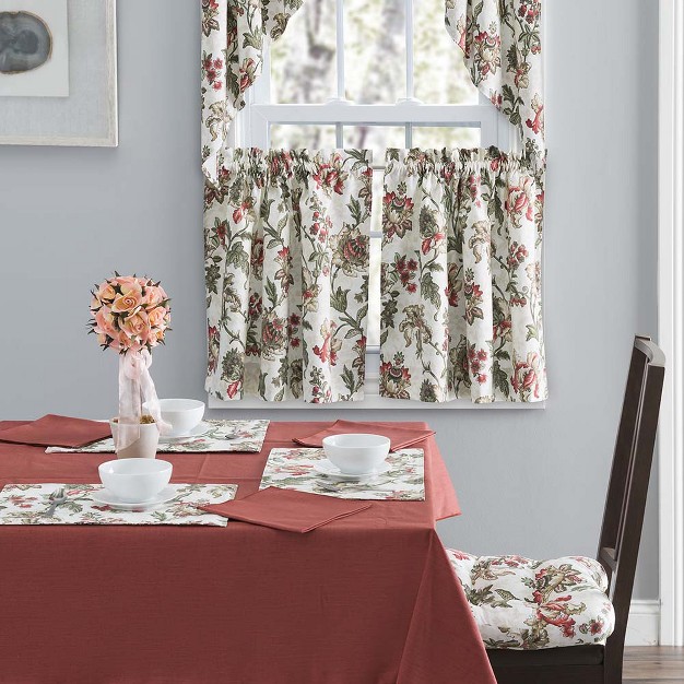 Ellis Curtain Madison Floral Design Printed Natural Ground Non skid Backing Chair Pad Brick