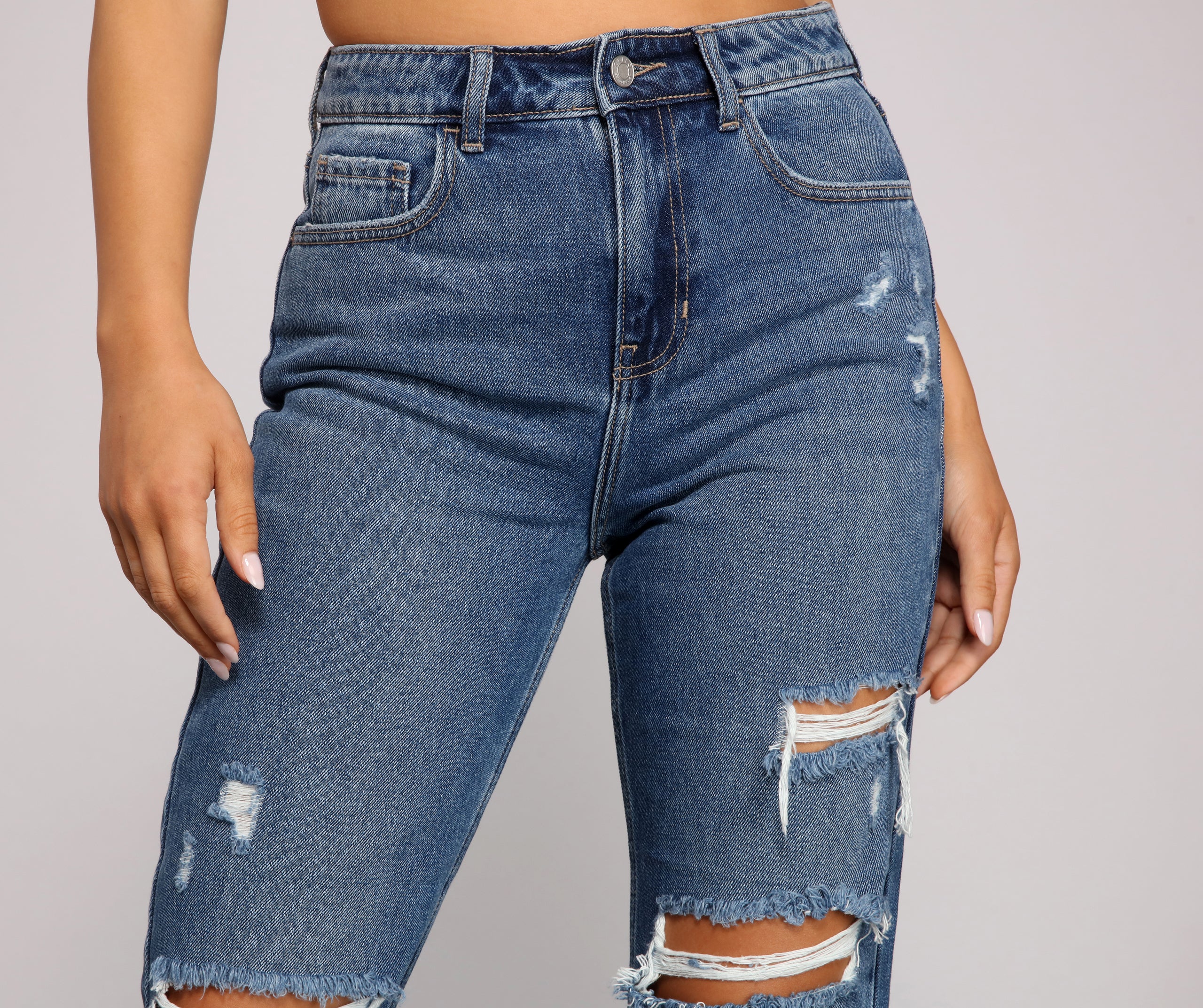 Classic Destructed Straight-Leg Jeans