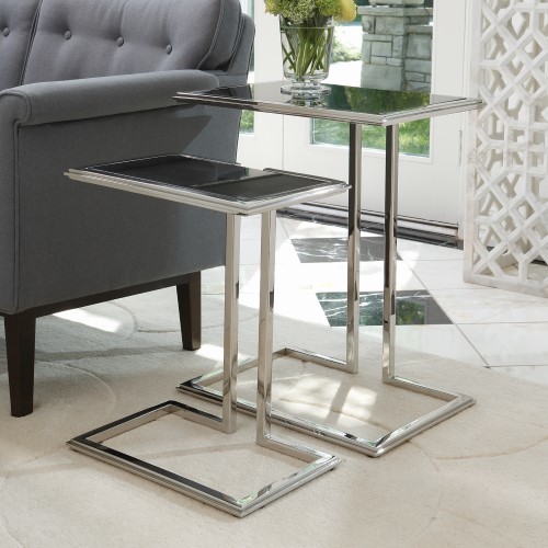 Minimalist Silver Accent Side Table  24 quotGranite Cantilever Black Accent   Contemporary   Side Tables And End Tables   by My Swanky Home  Houzz