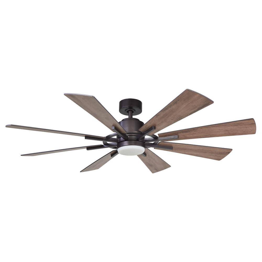 Parrot Uncle Oretha 60 in Windmill 8Blade LED Oilrubbed Bronze Ceiling Fan with Light and Remote Control