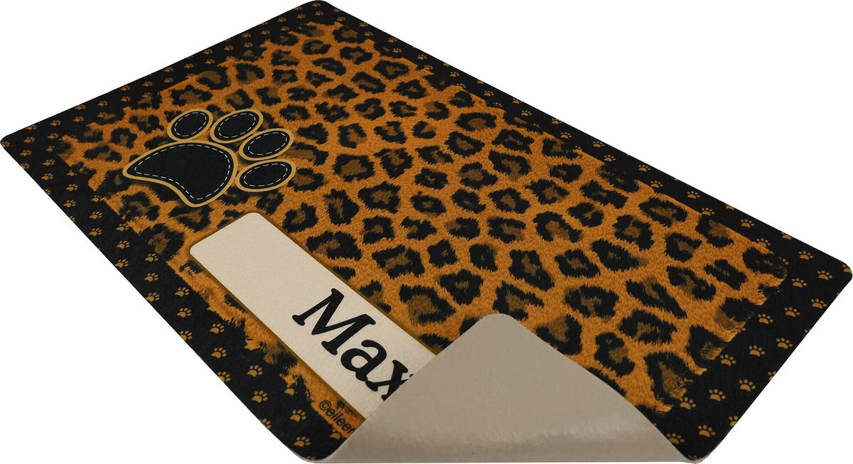 Drymate Leopard Personalized Dog and Cat Placemat， Tan