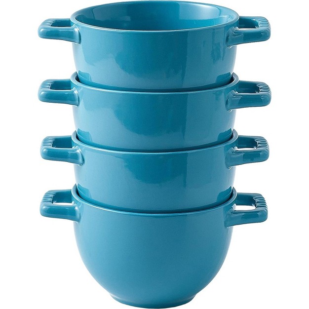 Bruntmor 24 Oz Soup Mug french Onion Soup Crocks With Handles Set Of 4 Blue