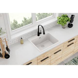 Elkay Quartz Classic White Quartz 25 in. Single Bowl Drop-In Kitchen Sink ELG2522WH0