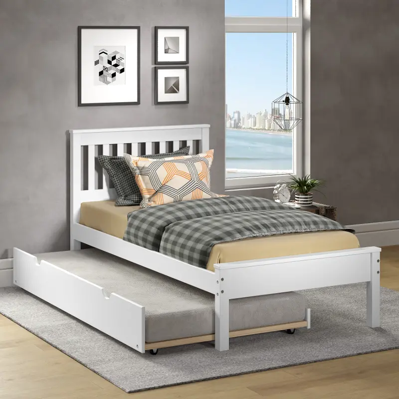 Contempo White Twin Bed with Trundle