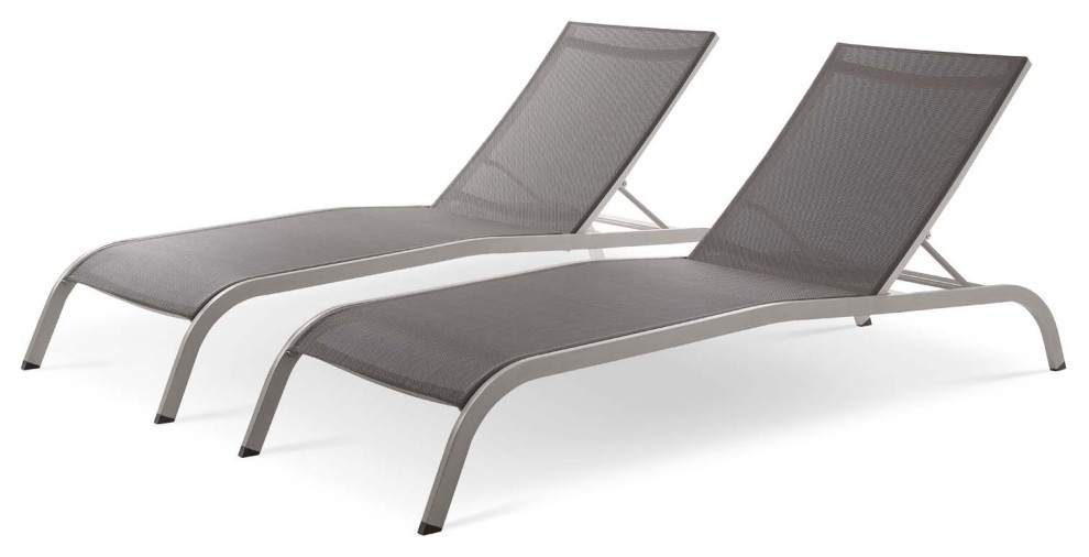 Lounge Chair Chaise  Set of 2  Aluminum  Metal  Black  Modern  Outdoor Patio   Contemporary   Outdoor Chaise Lounges   by House Bound  Houzz