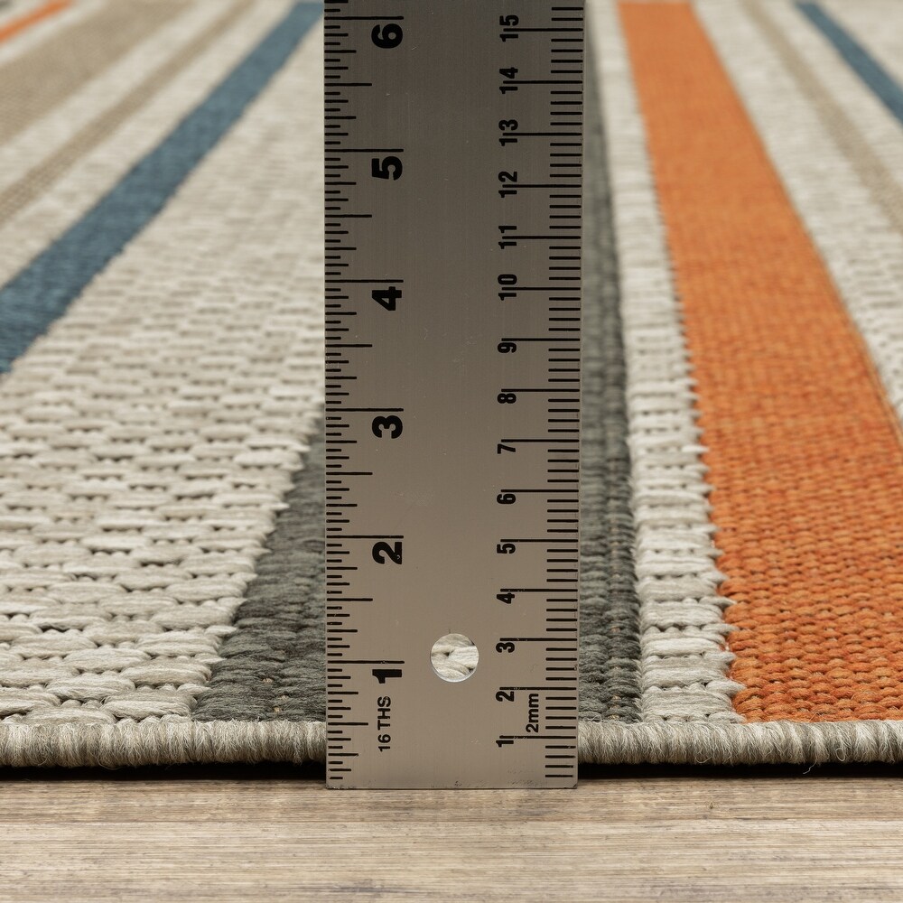 Style Haven Higgins Striped Grey/ Blue Indoor/ Outdoor Area Rug by Havenside Home