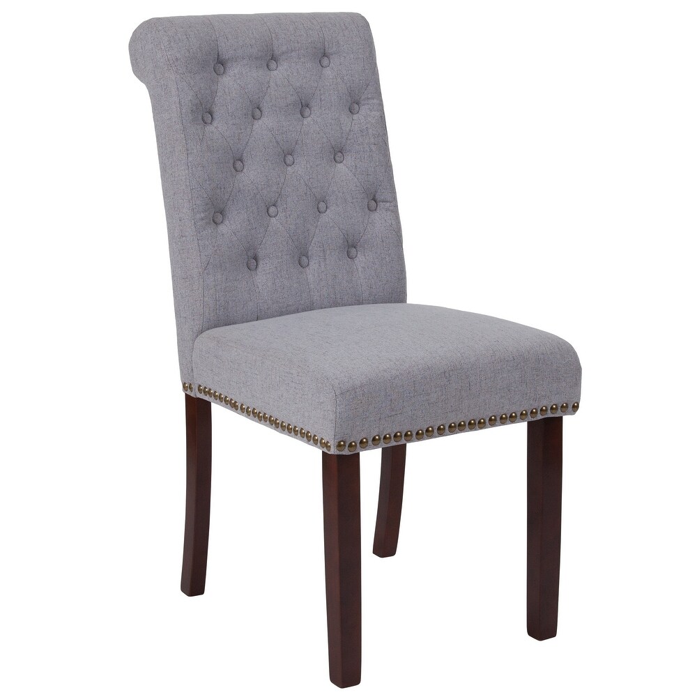 Button tufted Wood Parsons Chair