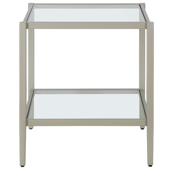 Hera 20'' Wide Square Side Table with Mirror Shelf