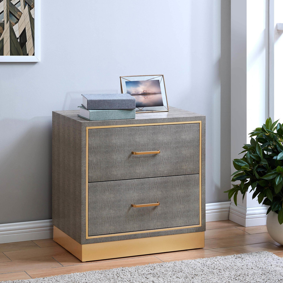 Edinburgh 2 Drawer Faux Shagreen End table   Contemporary   Side Tables And End Tables   by HedgeApple  Houzz