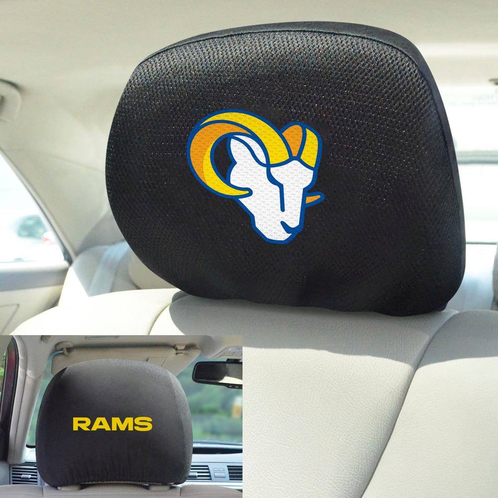 FANMATS NFL Los Angeles Rams Black Embroidered Head Rest Cover Set (2-Piece) 21378