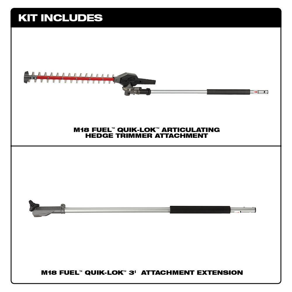 MW M18 FUEL Hedge Trimmer Attachment with QUIK-LOK 3 ft. Attachment Extension 49-16-2719-49-16-2721