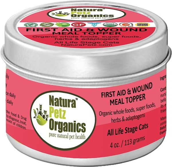 Natura Petz Organics First Aid and Wound Turkey Flavored Powder Immune Supplement for Cats， 4-oz tin