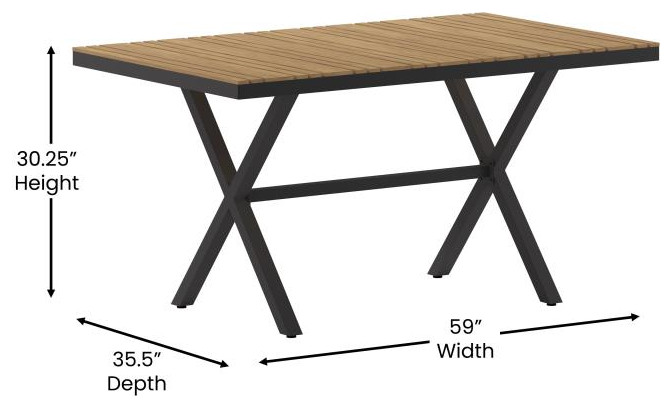 Natural/Gray X Frame Patio Table   Transitional   Outdoor Dining Tables   by First of a Kind USA Inc  Houzz