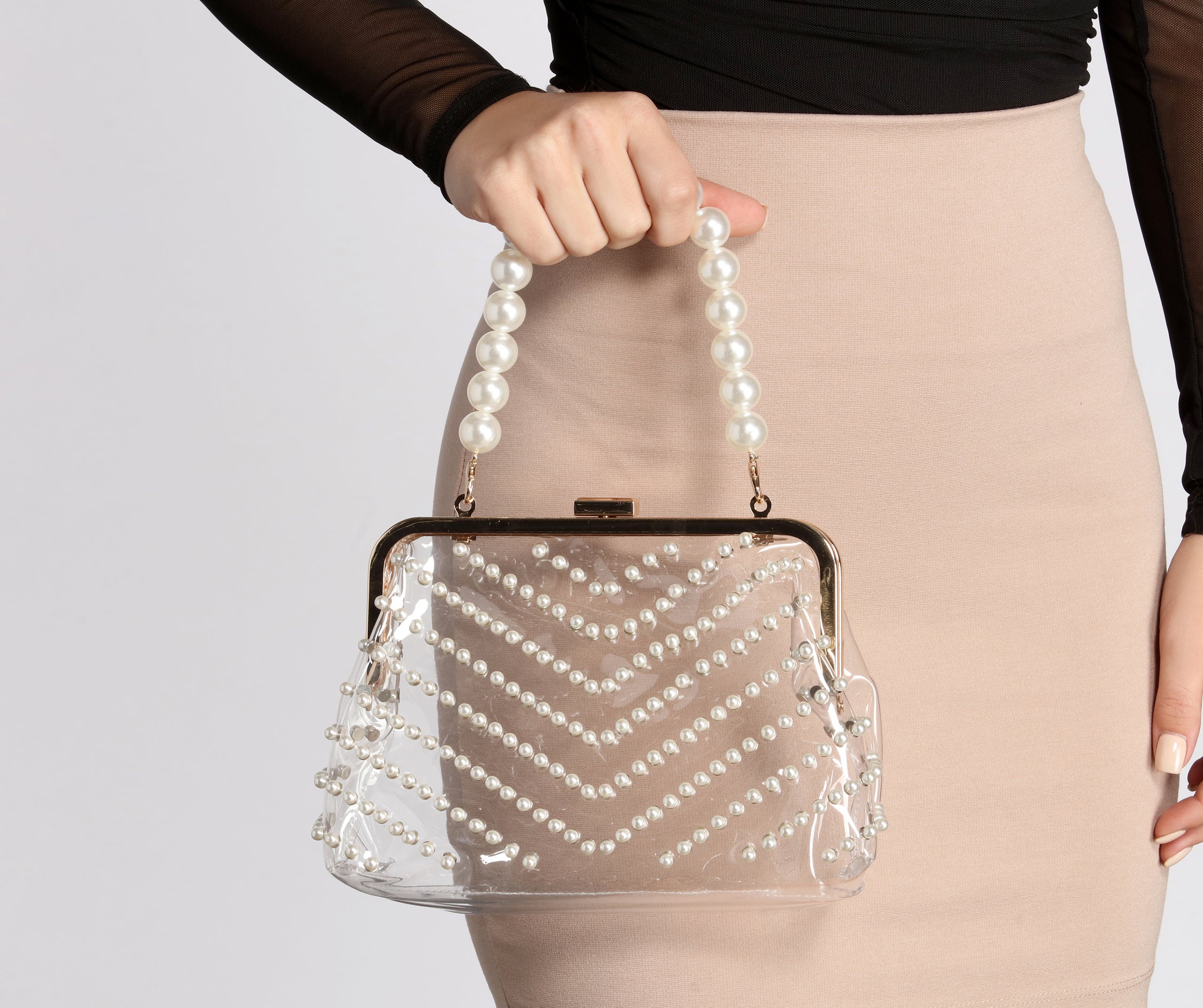 Give A Twirl Clear Pearl Clutch