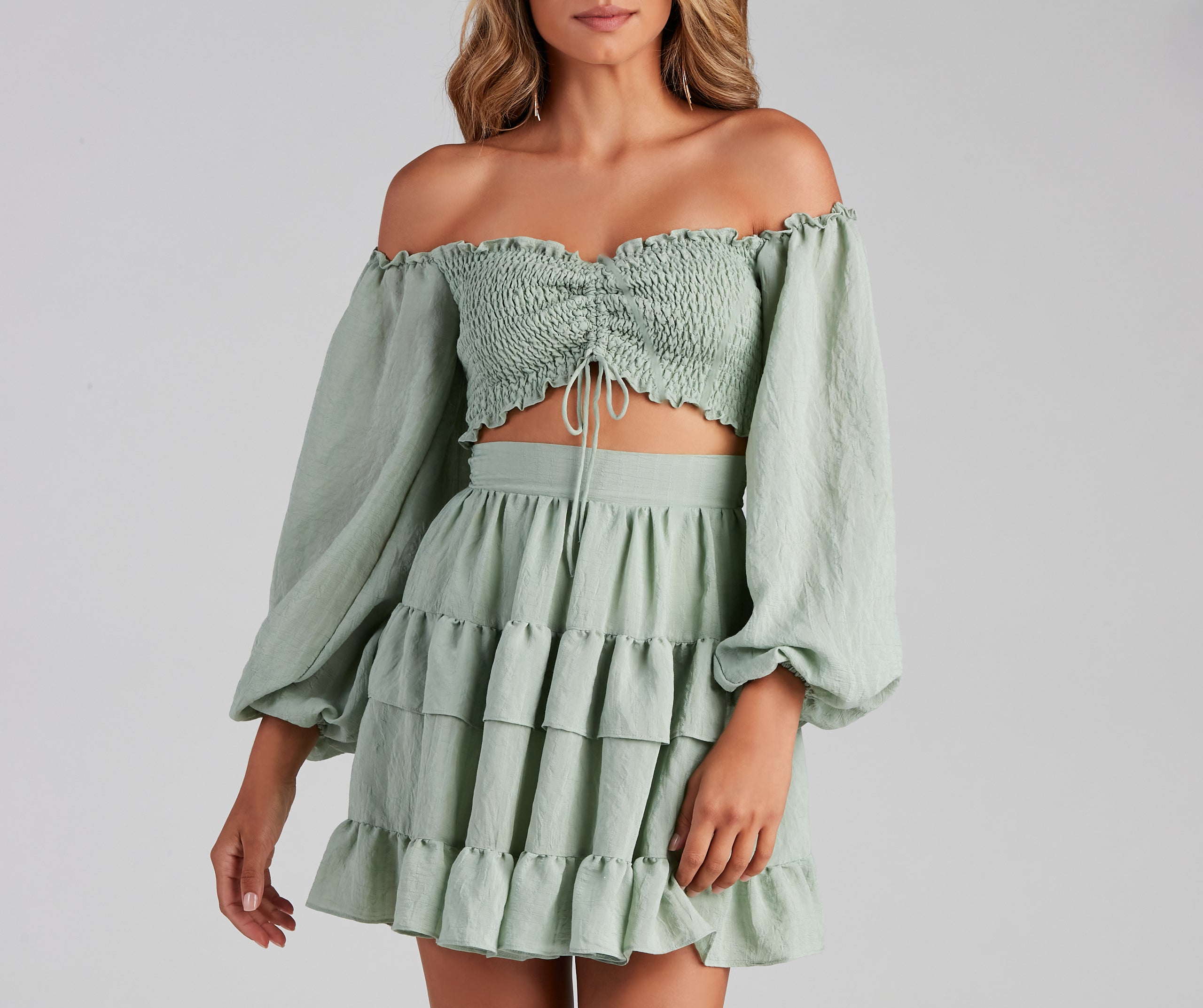 So Sweet Ruffled Cutout Skater Dress