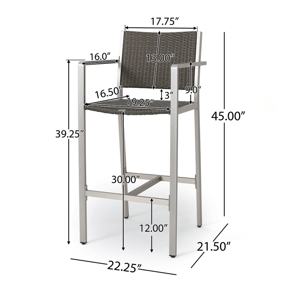 Cape Coral Outdoor 3 piece Bar Set with Glass Table Top by Christopher Knight Home