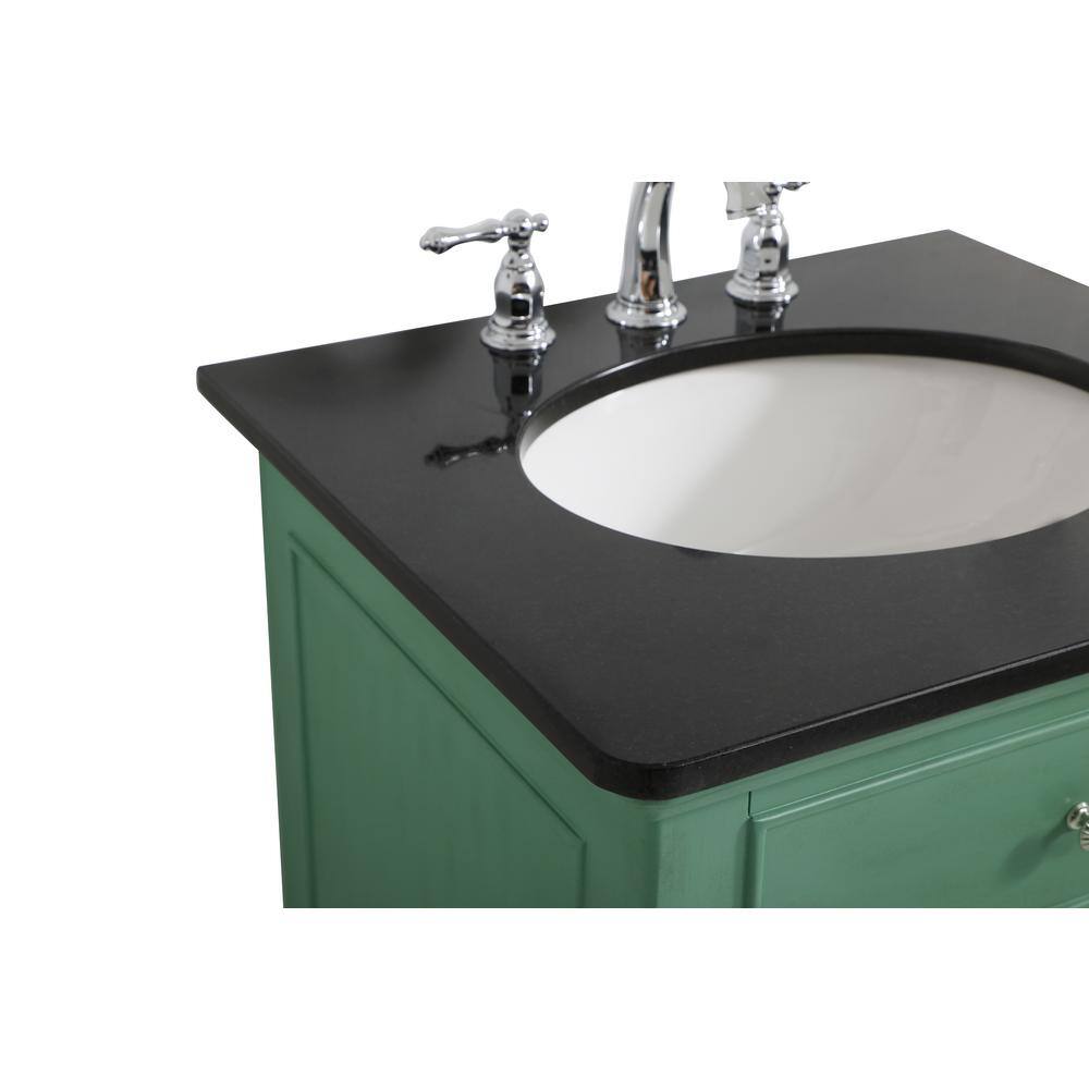 Timeless Home 24 in. W Single Bath Vanity in Vintage Mint with Granite Vanity Top in Black with White Basin TH24624HDVM