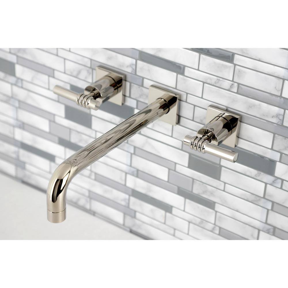 Kingston Brass Milano 2-Handle Wall Mount Tub Faucet in Polished Nickel (Valve Included) HKS6026ML