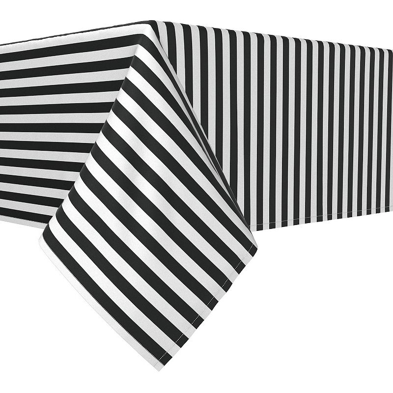 Square Tablecloth， 100% Polyester， 54x54， Small Stripes， Black