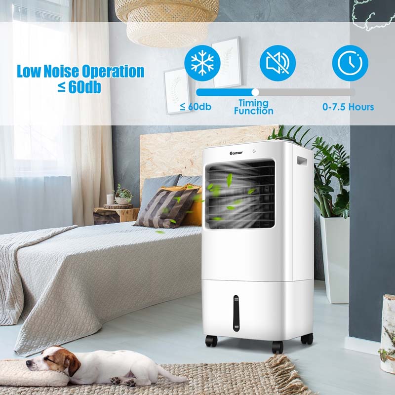 3-in-1 Portable Evaporative Cooler Fan Humidifier with Remote Control, 20L Tank, 4 Speeds, 7.5H Timer