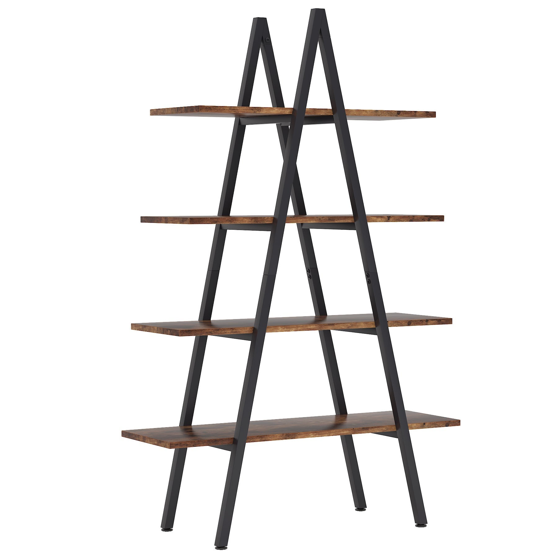 4-Tier Bookshelf, A-Shaped Bookcase Industrial Ladder Display Shelf