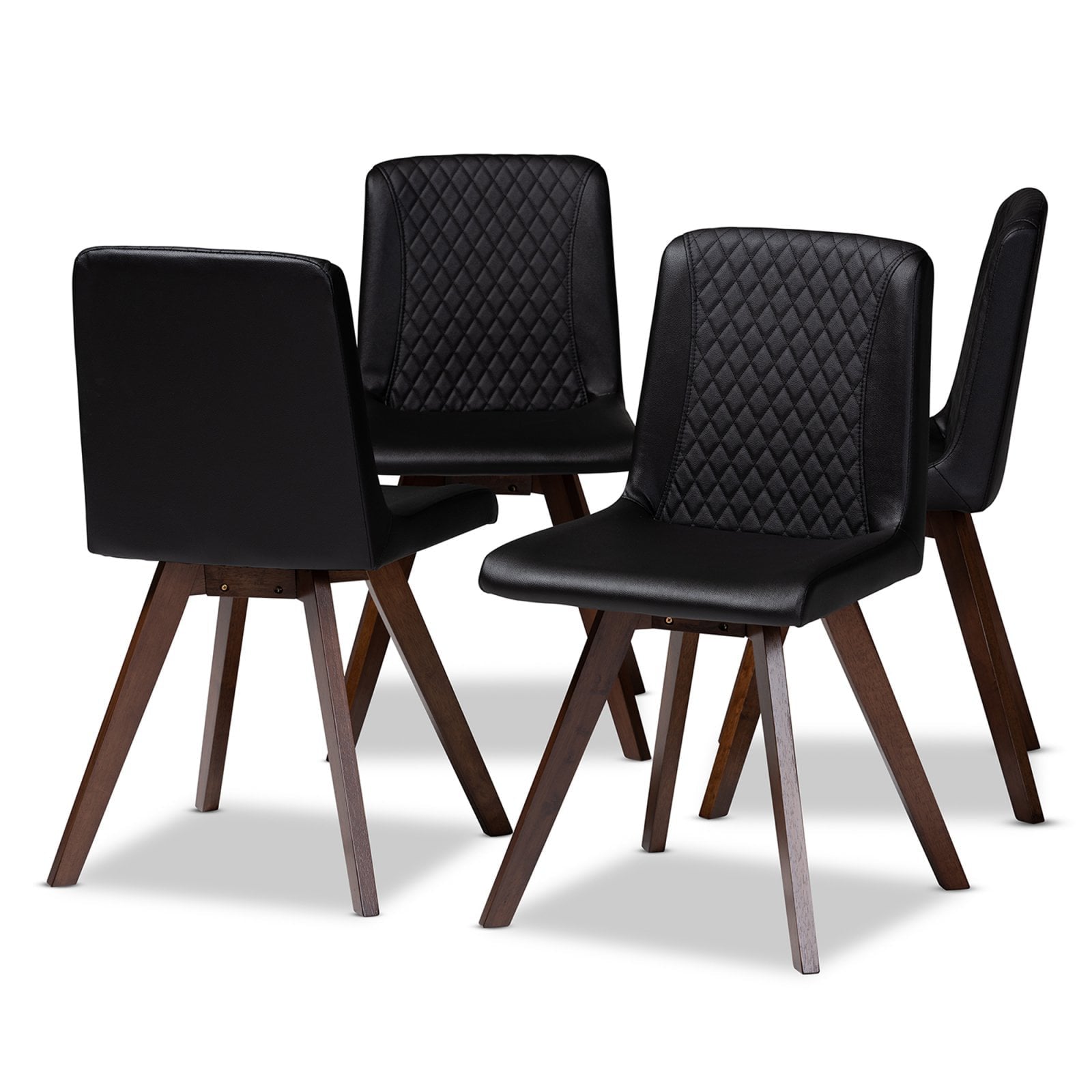 Baxton Studio Pernille Faux Leather Quilted Dining Side Chair - Set of 4