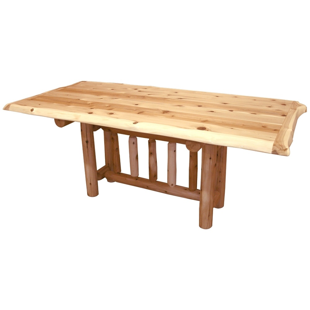 White Cedar Log   Trestle Dining Table