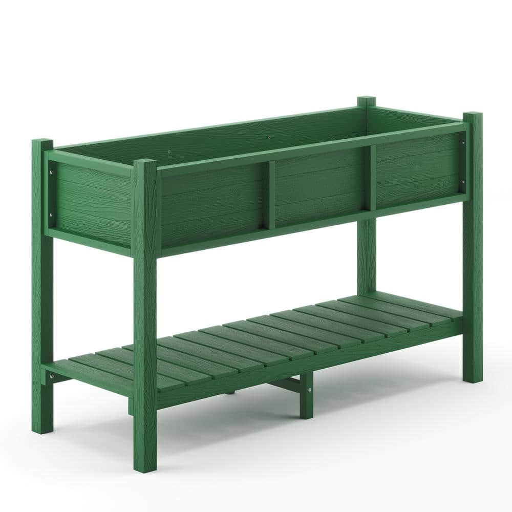 LUE BONA 48in.x18in.x30in.Raised Planter Boxes， Elevated Plastic Garden Bed Stand for Backyard， Patio， Balcony-Green DPTHD230022-9