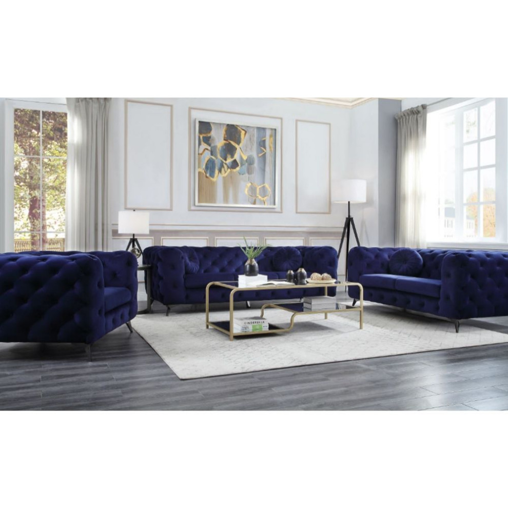 Acme Atronia Sofa Blue Velvet   Midcentury   Loveseats   by AMOC  Houzz