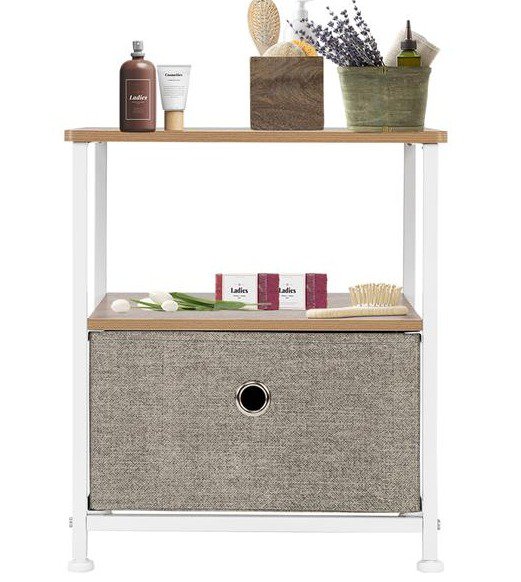 Nightstand 1-Drawer Shelf Storage- Bedside Furniture and Accent End Table Chest For Home