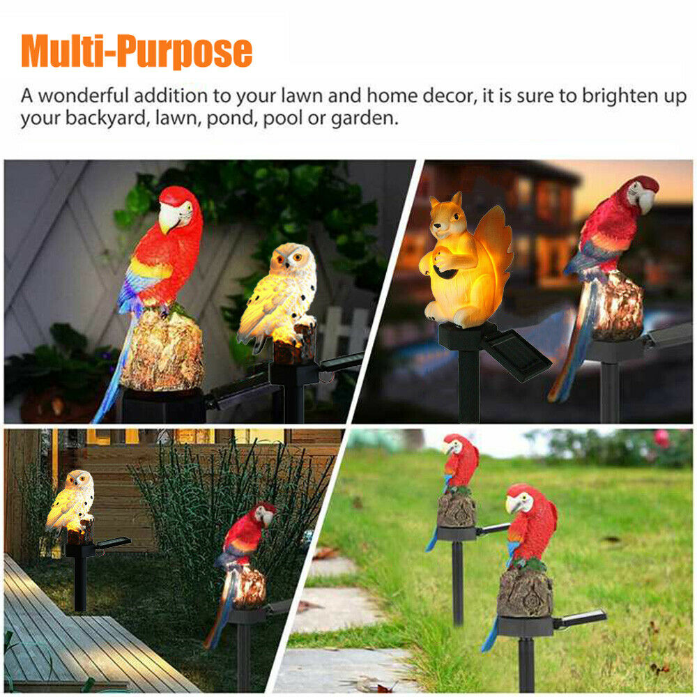 Garden Solar Lights Resin Owl Lanterns， iClover Owl LED Decorative Waterproof Garden Stake Lights， Solar-Powered Night Light， Landscape and Walkway Lighting for Patio Walkway Yard