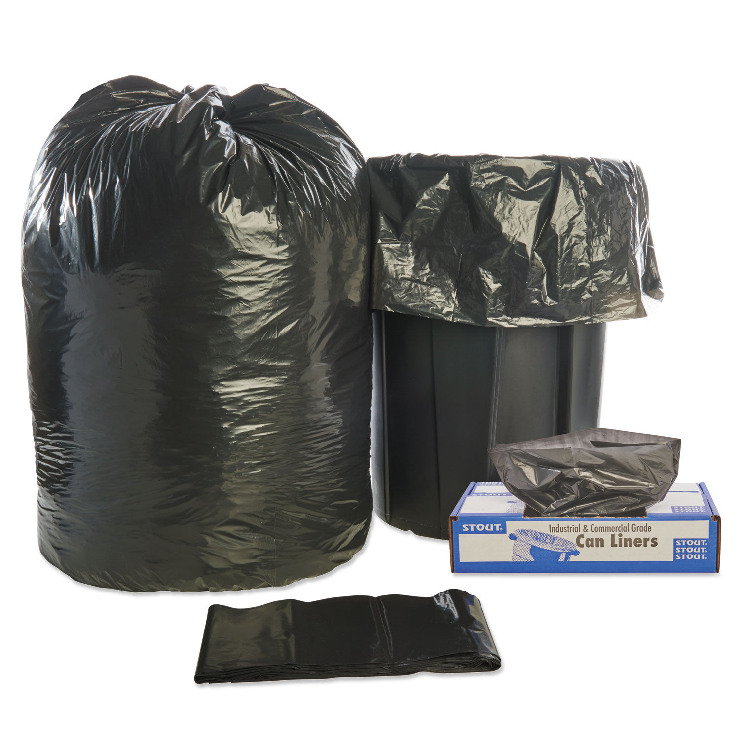 Total Recycled Content Plastic Trash Bags by Stoutandreg; by Envisionandtrade; STOT4349B15