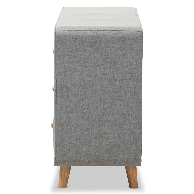 Hawthorne Collection 6 Drawer Fabric Upholstered Dresser in Gray