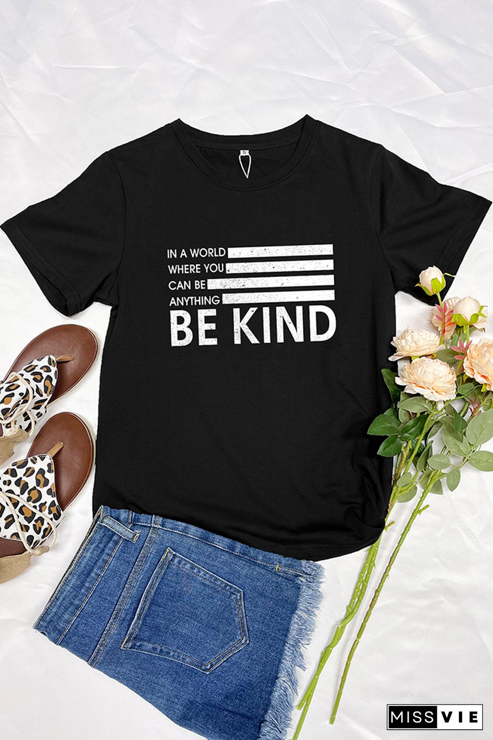 Be Kind Print Short Sleeve Graphic Tee Wholesale