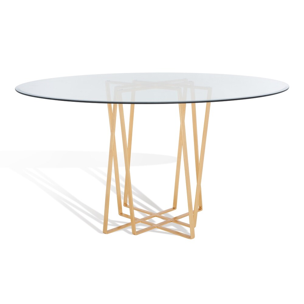 SAFAVIEH Couture Scotty Metal And Glass Dining Table   54 IN W x 54 IN D x 30 IN H