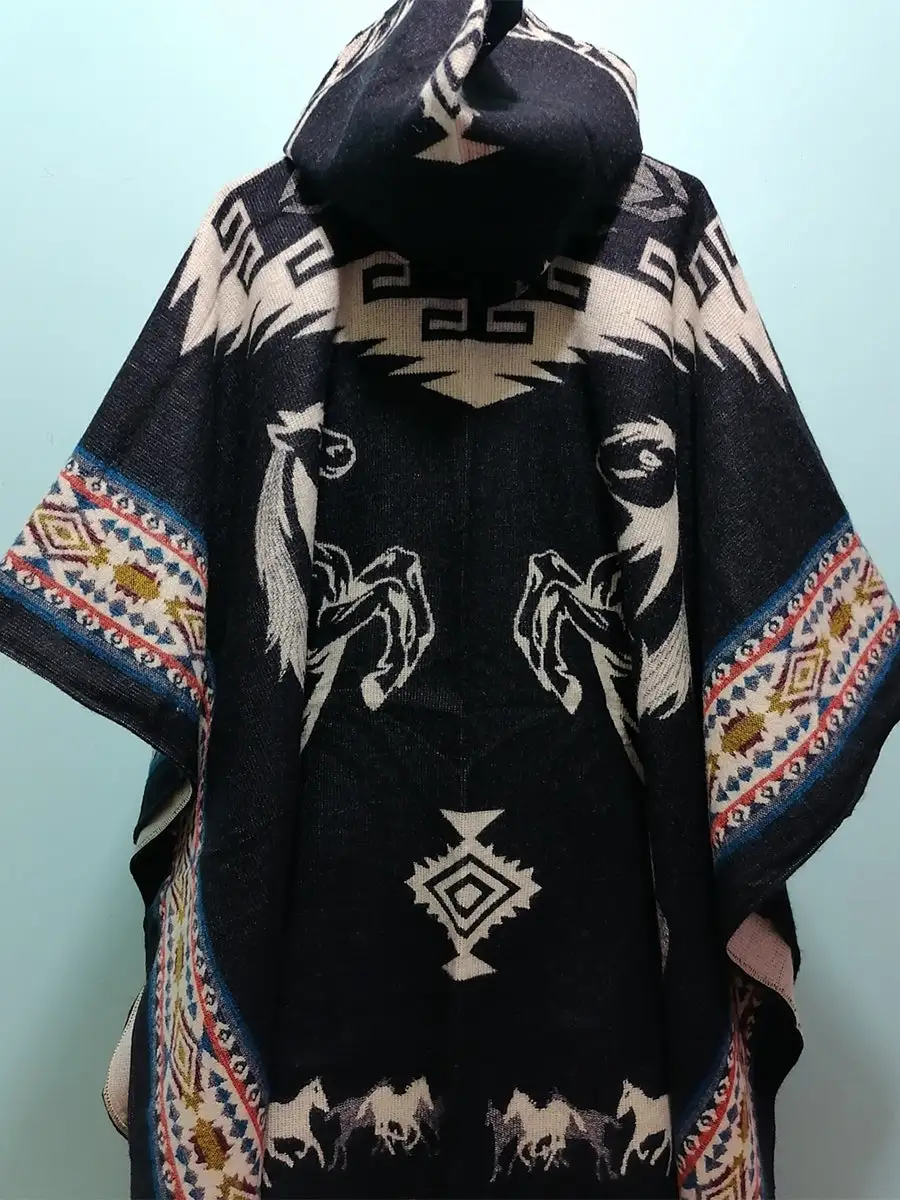 Ethnic Animal Print Hooded Cloak