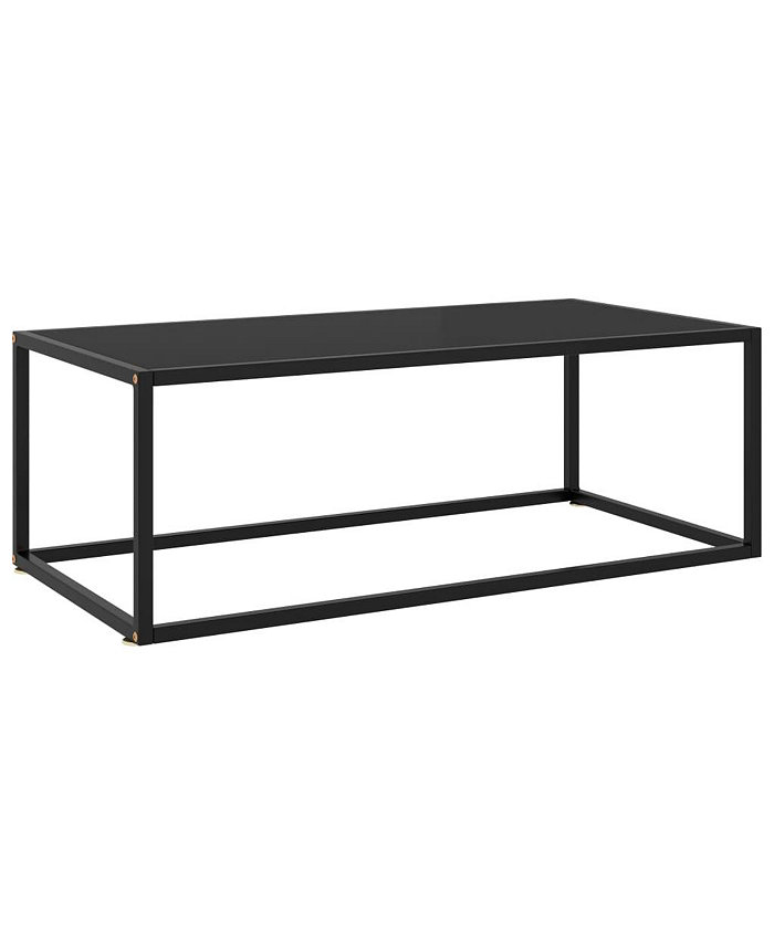 vidaXL Coffee Table Black with Black Glass 39.4x19.7x13.8