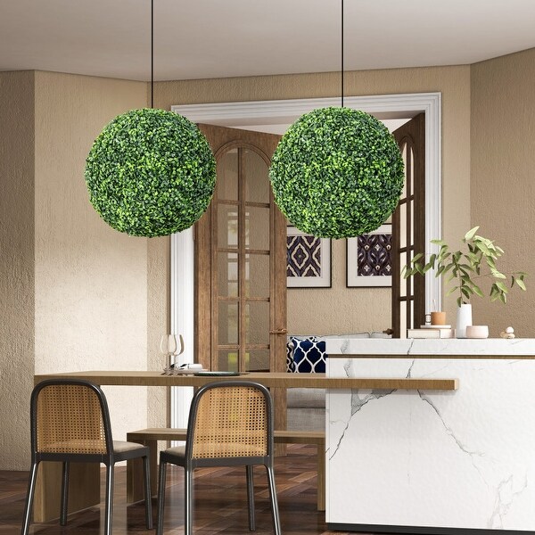 2 Pieces Artificial Boxwood Topiary UV Protected Indoor Outdoor Balls