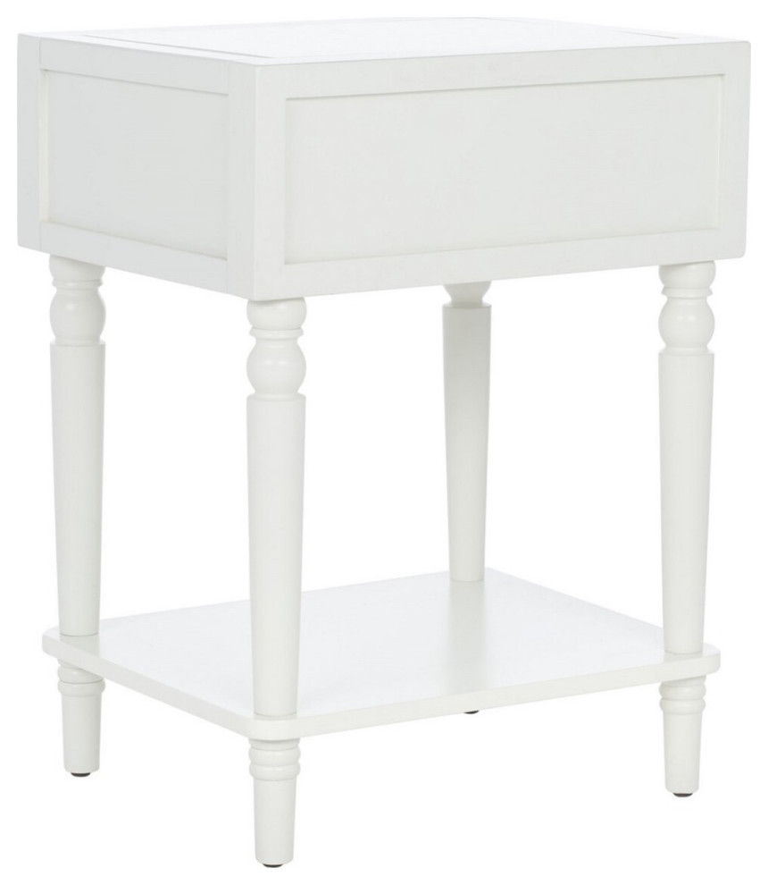 Leonard Accent Table With Storage Drawer Off White   Traditional   Side Tables And End Tables   by AED Luxury Home Decor  Houzz