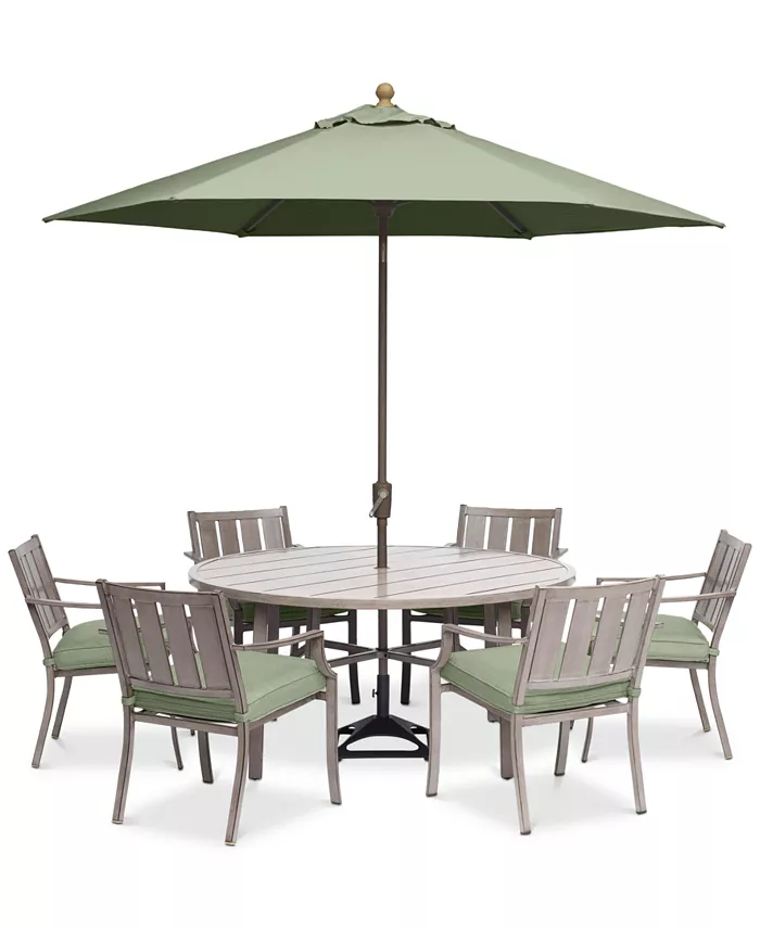 Agio Wayland Outdoor Aluminum 7-Pc. Dining Set (60 Round Dining Table and 6 Dining Chairs)