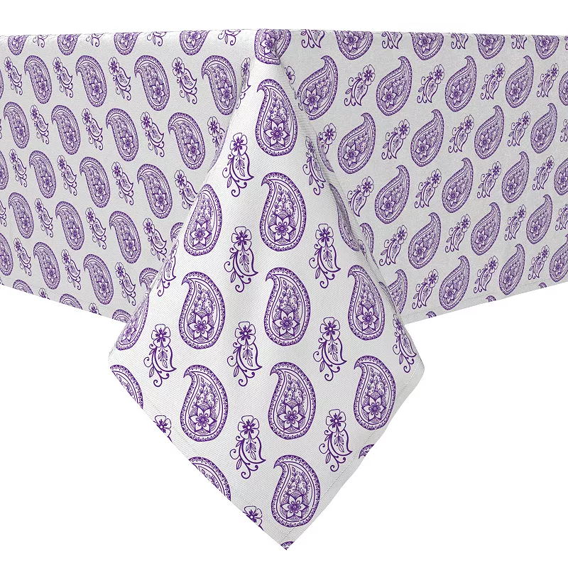 Rectangular Tablecloth， 100% Cotton， Purple Paisley Petals