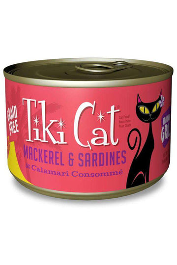 Tiki Cat Mackerel and Sardine Cat Food Can， 6 oz