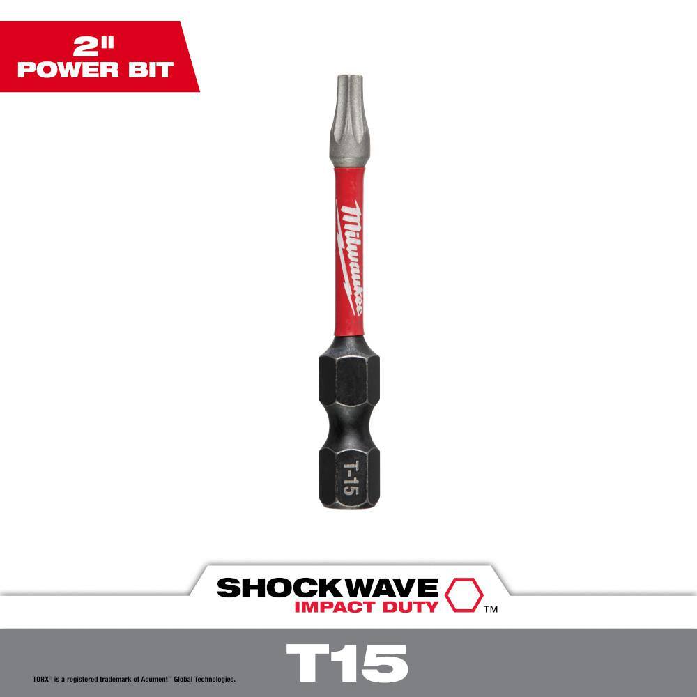 MW SHOCKWAVE Impact Duty 2 in. T15 Torx Alloy Steel Screw Driver Bit (1-Pack) 48-32-4483