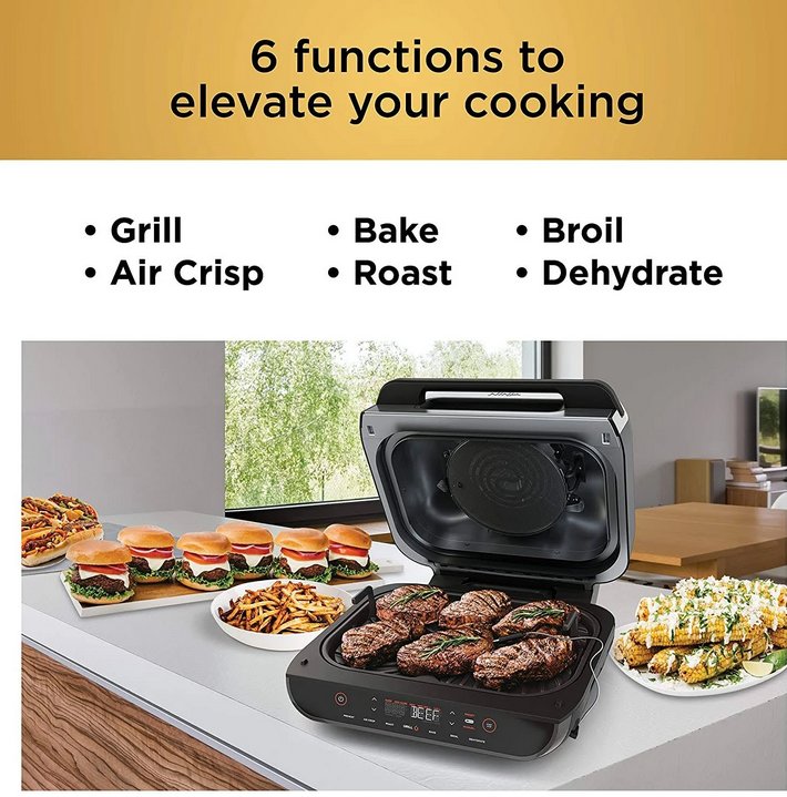 Ninja FG551 Foodi Smart XL 6-in-1 Indoor Grill with 4-Quart Air Fryer