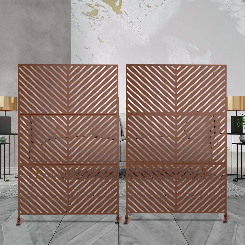 NEUTYPE 74.8 in. Galvanized Steel Privacy Screen Garden Fence in Brown A-GE04073