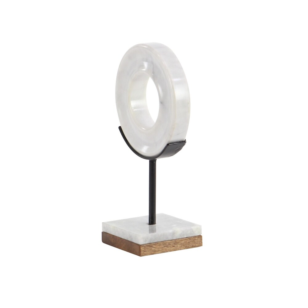 White Marble Modern Sculpture Round   6 x 4 x 11Round