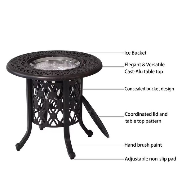 Outdoor Aluminum side table，Food Grade 304 Stainless Steel Ice Bucket