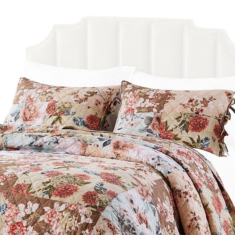 Rome 2 Piece Microfiber Reversible Floral Print Twin Quilt Set， Multicolor